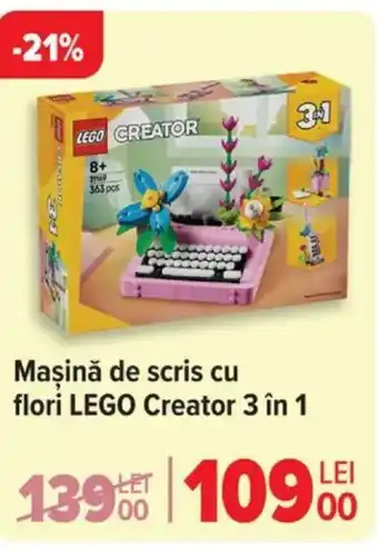 Carrefour Maşină de scris cu flori LEGO Creator 3 în 1 Ofertă