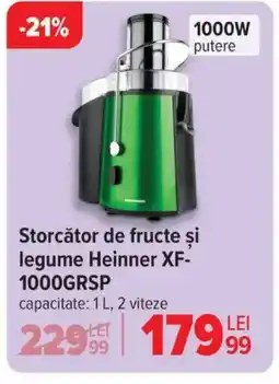 Carrefour Storcător de fructe şi legume Heinner XF- 1000GRSP Ofertă