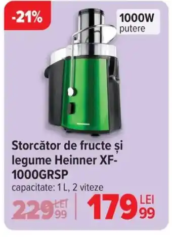 Carrefour Storcător de fructe şi legume Heinner XF- 1000GRSP Ofertă