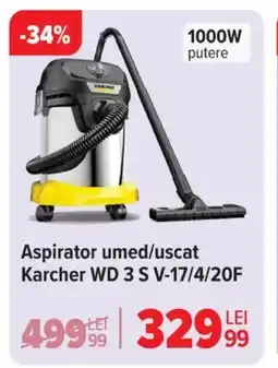 Carrefour Aspirator umed/uscat Karcher WD 3 S V-17/4/20F Ofertă