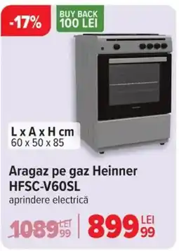 Carrefour Aragaz pe gaz Heinner HFSC-V60SL Ofertă