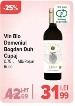 Carrefour Vin Bio Domeniul Bogdan Duh Cupaj Ofertă