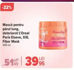 Carrefour Mască pentru părul lung, deteriorat L'Oreal Paris Elseve, XXL Fiber Mask Ofertă