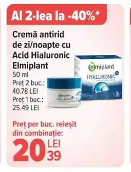 Carrefour Cremă antirid de zi/noapte cu Acid Hialuronic Elmiplant Ofertă