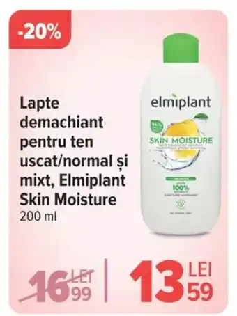 Carrefour Lapte demachiant pentru ten uscat/normal şi mixt, Elmiplant Skin Moisture Ofertă