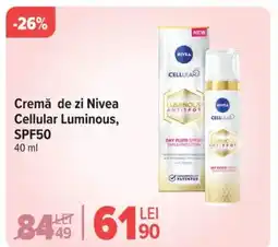 Carrefour Cremă de zi Nivea Cellular Luminous, SPF50 Ofertă