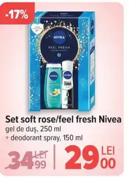 Carrefour NIVEA Set soft rose/feel fresh Ofertă