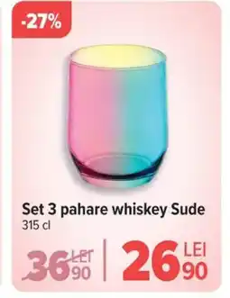 Carrefour Set 3 pahare whiskey Sude Ofertă