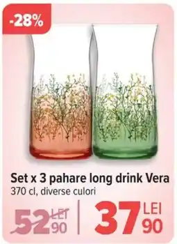 Carrefour Set x 3 pahare long drink Vera Ofertă