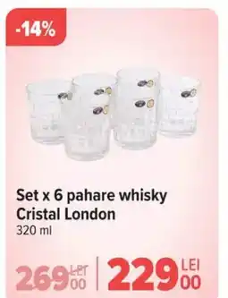 Carrefour Set x 6 pahare whisky Cristal London Ofertă