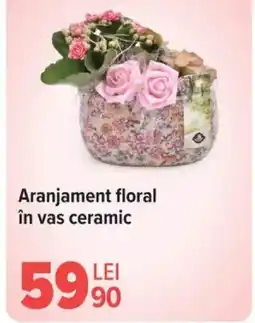 Carrefour Aranjament floral în vas ceramic Ofertă