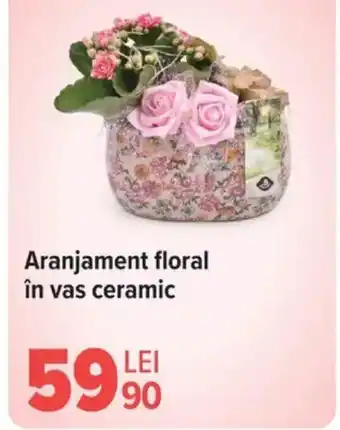 Carrefour Aranjament floral în vas ceramic Ofertă