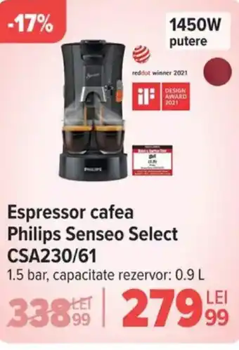 Carrefour Espressor cafea Philips Senseo Select CSA230/61 Ofertă