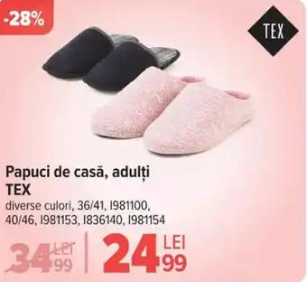 Carrefour Papuci de casă, adulți TEX Ofertă