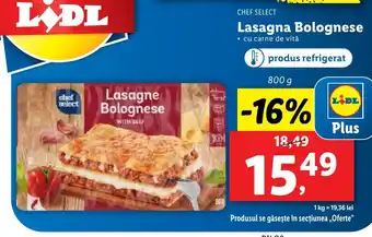 Lidl CHEF SELECT Lasagna Bolognese Ofertă