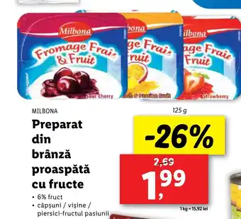 Lidl MILBONA Preparat din brânză proaspătă cu fructe Ofertă