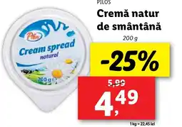 Lidl PILOS Cremă natur de smântână Ofertă