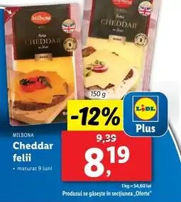 Lidl MILBONA Cheddar felii Ofertă