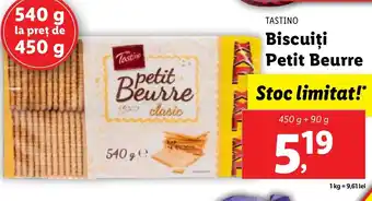 Lidl TASTINO Biscuiţi Petit Beurre Ofertă