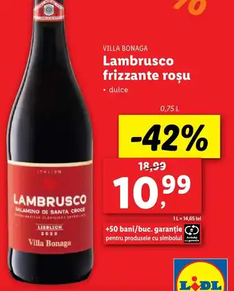 Lidl VILLA BONAGA Lambrusco frizzante roşu Ofertă