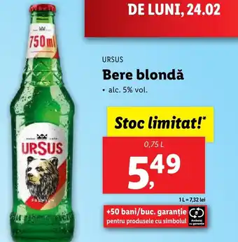 Lidl URSUS Bere blondǎ Ofertă