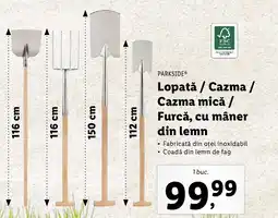 Lidl PARKSIDE Lopatǎ / Cazma/ Cazma mică / Furcă, cu mâner din lemn Ofertă