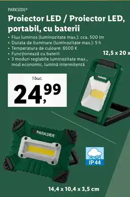 Lidl PARKSIDE Proiector LED / Proiector LED, portabil, cu baterii Ofertă