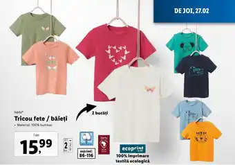 Lidl Tricou fete / băieți Ofertă