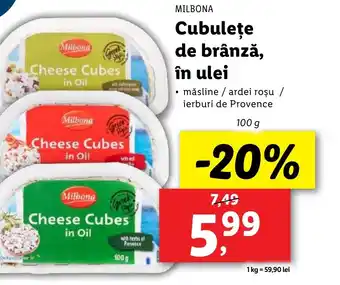 Lidl MILBONA Cubuleţe de brânză, în ulei Ofertă