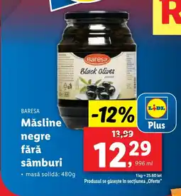 Lidl BARESA Măsline negre fără sâmburi Ofertă