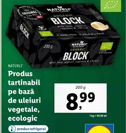 Lidl NATURLI' Produs tartinabil pe bază de uleiuri vegetale, ecologic Ofertă