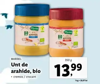 Lidl MARIBEL Unt de arahide, bio Ofertă