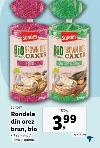 Lidl SONDEY Rondele din orez brun, bio Ofertă