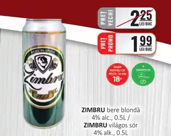 CBA ZIMBRU bere blondă 4% alc. Ofertă