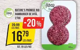 Mega Image NATURE'S PROMISE Bio hamburger de vită Ofertă