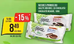 Mega Image Nature's promise bio galete din orez, cu ciocolată/ ciocolată neagră Ofertă