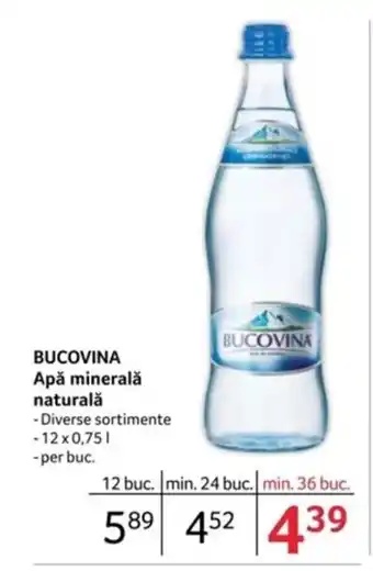 Selgros BUCOVINA Apă minerală naturalǎ Ofertă