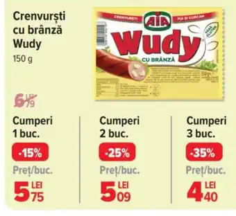 Carrefour Crenvursti cu brânză Wudy Ofertă