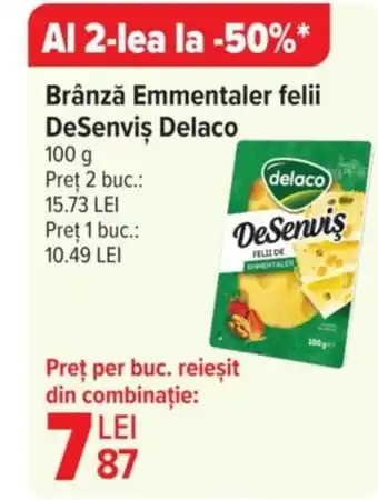 Carrefour Brânză Emmentaler felii Desenvis Delaco Ofertă