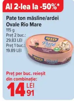 Carrefour Pate ton măsline/ardei Ovale Rio Mare Ofertă