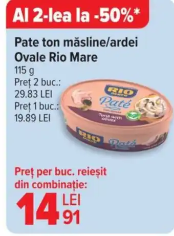 Carrefour Pate ton măsline/ardei Ovale Rio Mare Ofertă