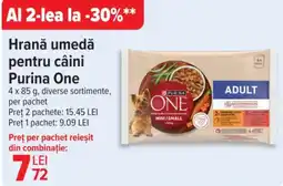 Carrefour Hrană umedă pentru câini Purina One Ofertă