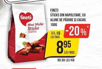 Mega Image FINETI Sticks din napolitane, cu alune de pădure și cacao Ofertă