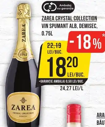 Mega Image ZAREA CRYSTAL COLLECTION Vin spumant alb, demisec Ofertă