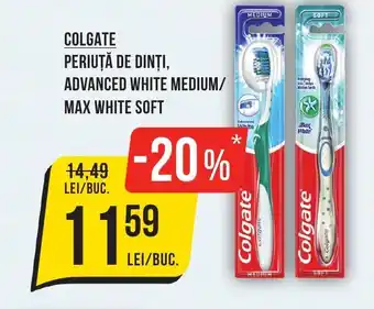 Mega Image COLGATE Periuță de dinți, advanced white medium/ max white soft Ofertă