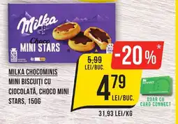 Mega Image MILKA Chocominis Mini biscuiți cu ciocolată, choco mini stars Ofertă