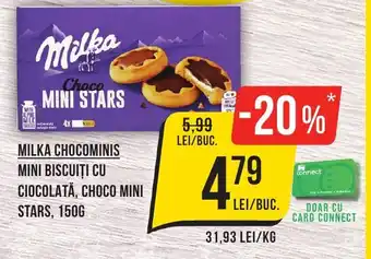 Mega Image MILKA Chocominis Mini biscuiți cu ciocolată, choco mini stars Ofertă