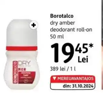 DM BOROTALCO dry amber deodorant roll-on Ofertă