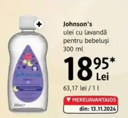 DM JOHNSON'S ulei cu lavandǎ pentru bebeluși Ofertă