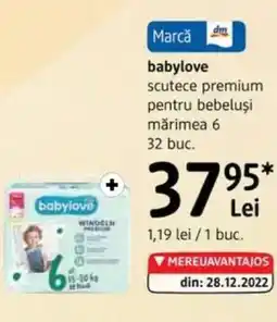 DM BABYLOVE scutece premium pentru bebeluşi mărimea 6 Ofertă